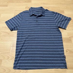 Patagonia Polo Shirt Mens Size M Stripe Blue Short Sleeve Preppy Casual